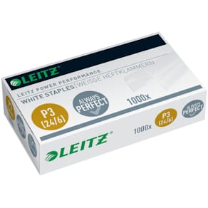 Heftklammer Leitz Power Performance P3, 24/6, 1000 Stück, weiß