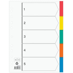 Plastregister otryckta A4 5-flik