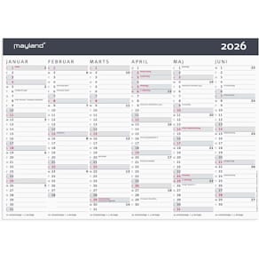 Kalender Mayland Moderne A4 2026, hvid, FSC Mix