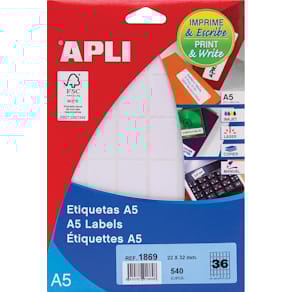 Etiketten Apli Print & Write, wit, 22 x 32 mm, 540 stuks