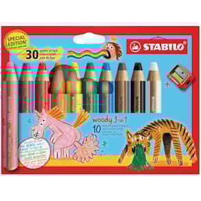 Farbstiftetui STABILO woody 3 in 1, 10 St., Einhorn + Tiger