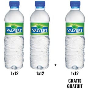 Mineraalwater Valvert, ACTIE: 2 + 1 GRATIS, fles van 33 cl, pak