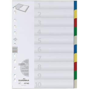Register Durable Kunststoff blanko A4, 10-teilig