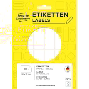 Etiketten Avery Zweckform 392ST, 62 x 19 mm, weiß