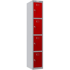 Garderobenschrank Phoenix Safe PL1430GRK, 4 Fächer, grau/rot