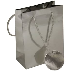 Geschenktasche Uni Lack, silber, 115 x 60 x 145 mm