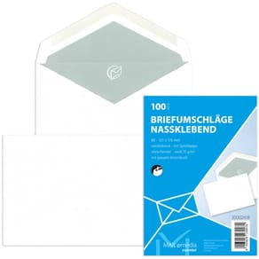 Briefumschlag MAILMEDIA, B6, nassklebend, 75 g, weiß