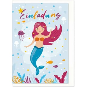 Einladungskarte KOMMA³ Kinder, bunt, 6 Stück mit Umschlägen