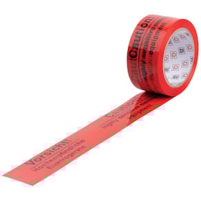 Warndruckband WIHEDÜ, 50 mm x 66 m, rot/orange, Aufdruck: Vorsich