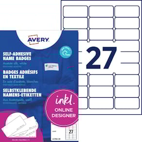 Namensetikett Avery Zweckform, 63,5 x 29,6 mm, weiß