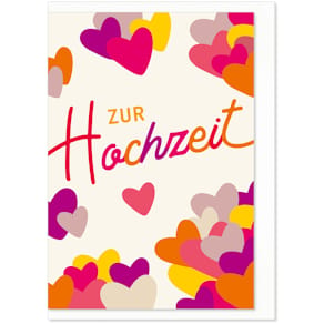 Vermählungskarte KOMMA³, bunt, mit Umschlag