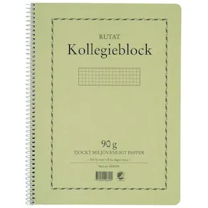 Kollegieblock A4, rutat, 90g, 5st