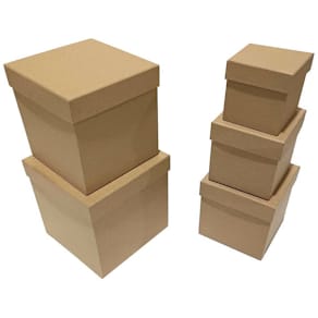 Geschenkkarton Packpapier, natur, quadratisch, 6 Größen