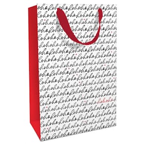 Geschenktragetasche Braun + Company Hohoho Lettering, weiß/rot