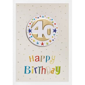 Geburtstagskarte Perleberg Prisma, Zahl 40, Folienveredelung, Pr"