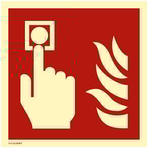 Schild MOEDEL Brandmelder, Kunststoff, langnachleuchtend, 14,8 x 