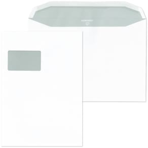 Versandtasche MAILMEDIA C4, Fenster, nassklebend, 100g, weiß