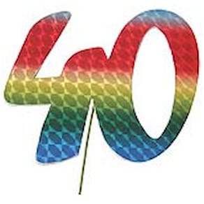 Jubiläumszahl Noname, 40, bunt, 8 cm, mit Draht