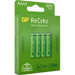 Batteri Laddbar GP Recyko 950 AAA 4/fp