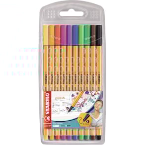Fineliner STABILO point 88, etui, 10 stuks, geassorteerde kleuren