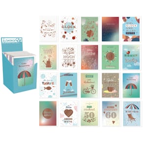 Grußkarten KOMMA³ Good Luck, verschiedene Anlässe, sortiert, 60 K
