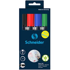Whiteboardmarker Schneider Maxx 293, 2+5 mm, 4er Etui