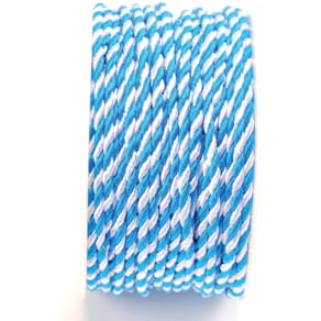 Kordel Goldina, gedrehte Atlaskordel, 3 mm x 25 m, weiß/blau