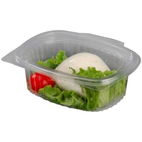 Plastbakke m/hængslet låg 250 ml, A-PET, klar, 50 stk