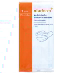Mundschutzmaske aluderm+or medizinisch, blau/weiß, 1 Stück