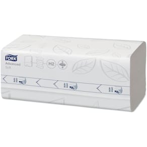 Papirhåndklædeark Tork Advanced 2-lag, hvid 212x320 mm, 2400 stk