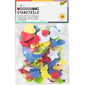 Moosgummi Stanzteile Folia, sortiert, 150 Stück, Herzen & Motive