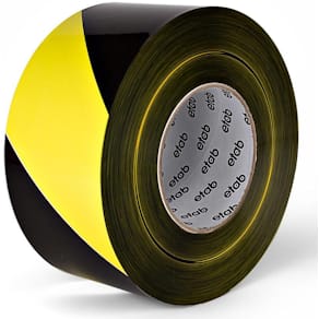 Varningsband 75mmx500m gul/svart