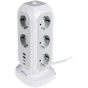 Steckdosenleiste Verbatim EUPT-01 Tower, weiß, 2m Kabel