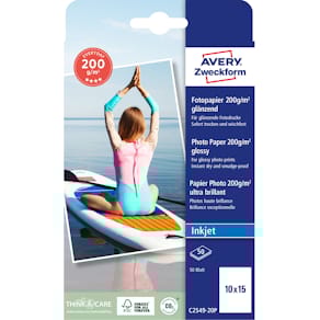 Fotopapier Avery Zweckform C2549-20P, 10x15 cm, 200 g/m², weiß,