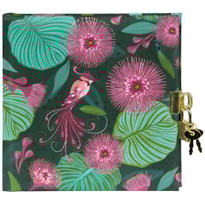 Tagebuch TURNOWSKY Tropical Birds, mit Schloss, grün