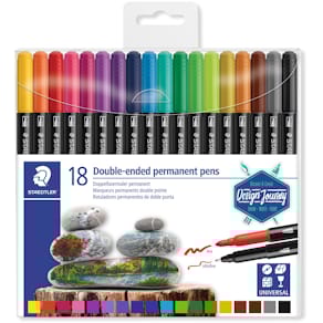 Permanent marker Staedtler, dubbele punt, etui, 18 stuks, assorti