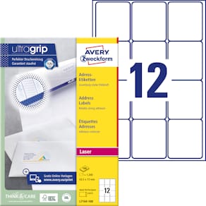 Etikett AVERY UltraGrip 63,5x72 mm 1200/FP