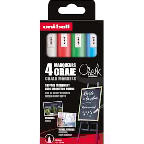 Krijtmarker Uni-ball, ronde punt 1,8-2,5 mm, etui van 4 stuks, ge