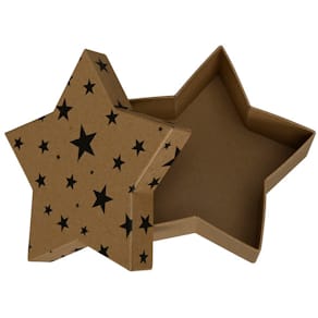 Geschenkkarton Sternenform, schwarz/natur, 170 x 170 x 70 mm