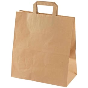 Papirbærepose brun 320x170x350, fladhank, 200 stk
