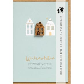 Weihnachtskarte PERLEBERG Moments Collection, Kork, Hausmotiv, un