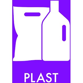 Etiket plastaffald 60x60 mm, sort/hvid