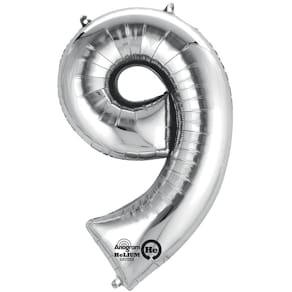 Folienballon Noname, Zahl 9, silber