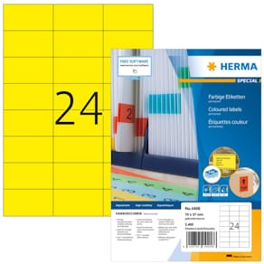 Universaletiketten HERMA A4, 70 x 37 mm, gelb, 2400 Stück