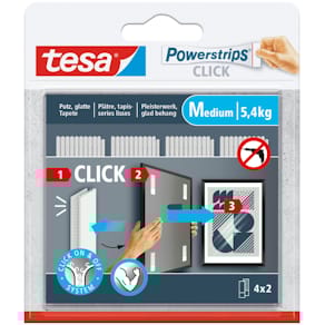 Klettbandstreifen tesa Powerstrips CLICK, M, schwarz