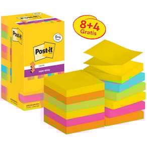 Haftnotizen Post-it Super Sticky Z-Notes, 8+4 Gratis, Carnival