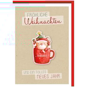 Weihnachtskarte Noname Doppeltext, bunt, mit Umschlag, 11,5 x 17 