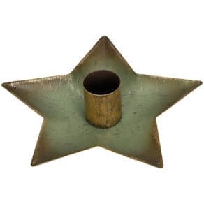 Tafelkerzenhalter POSIWIO Stern, grün/gold, 12,5 x 12,5 x 3 cm