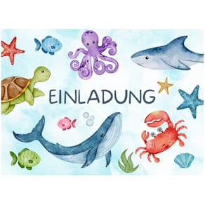 Einladungskarte KOMMA³ Kinder, 5 Stück, sortiert, mit Umschlag