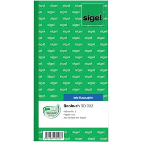 Bonbuch Sigel, 10,5 x 20 cm, 2-fach, eosin